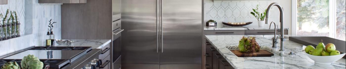 white and tan kitchen