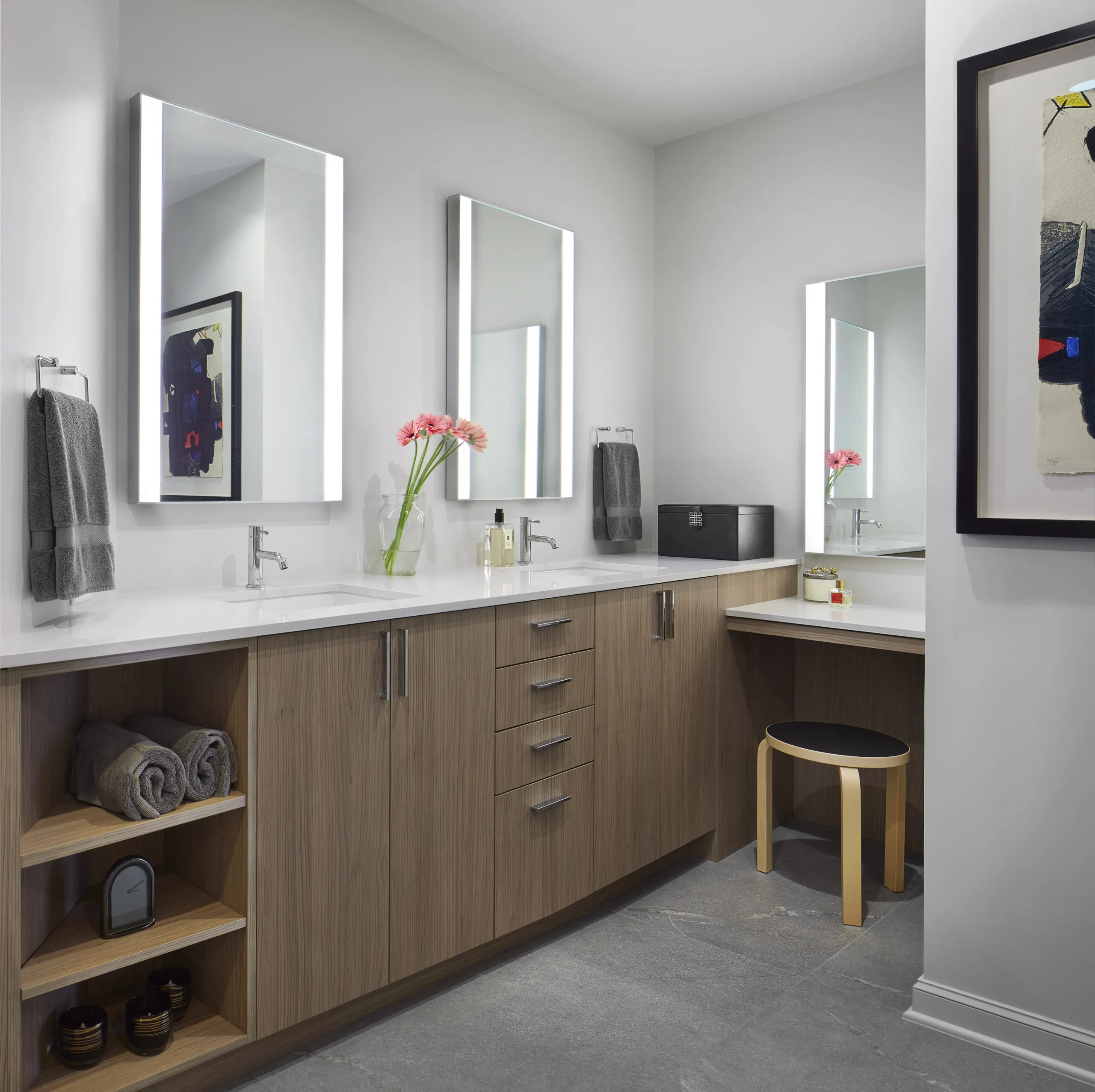 contemporary primary bathroom designed by kitchen distributors