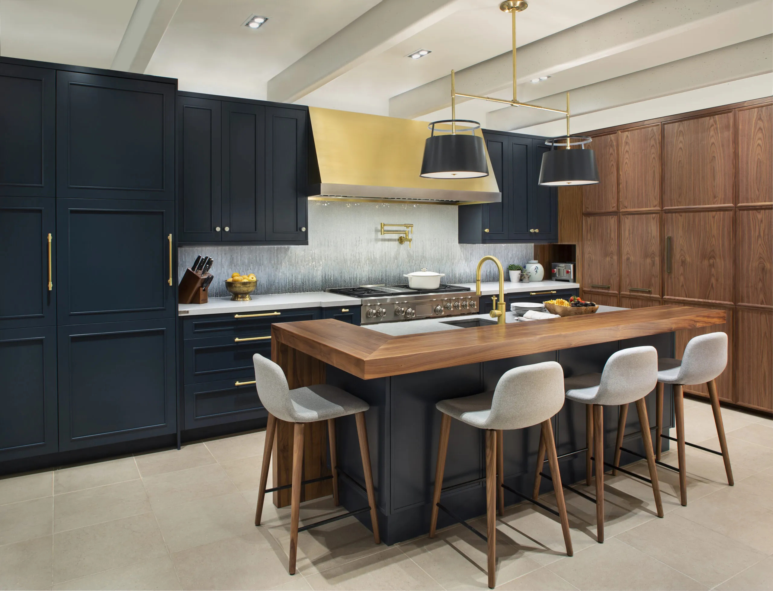 kitchen with integrated pantry designed by kitchen distributors