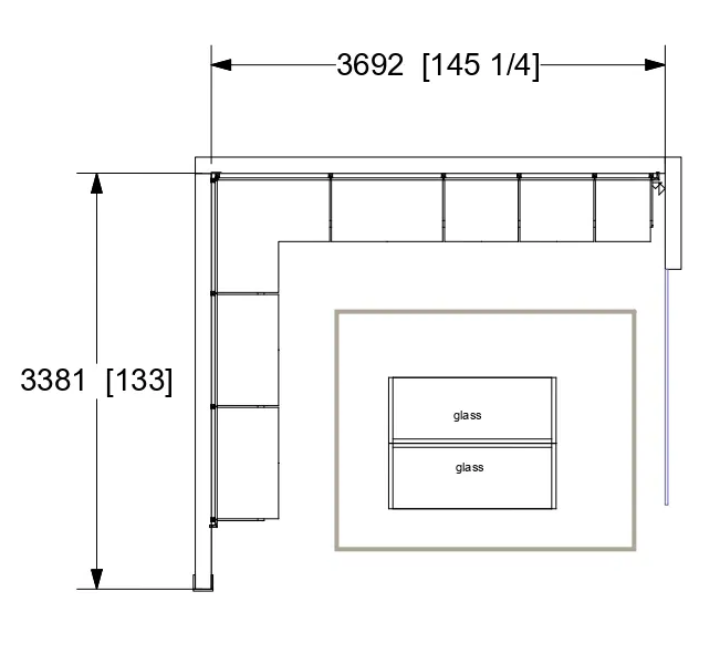 open wardrobe glass door drawing